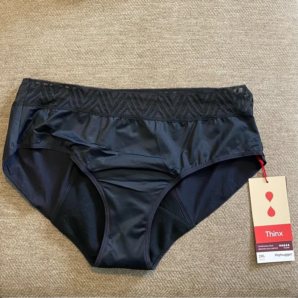 Thinx Hip‎ Hugger Period Panties in Black (2X & 3X)